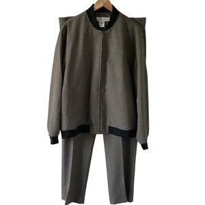 Irvine Park Mens Tracksuit Heather/Charcoal Gray Full Zip Bomber Jacket Pants XL